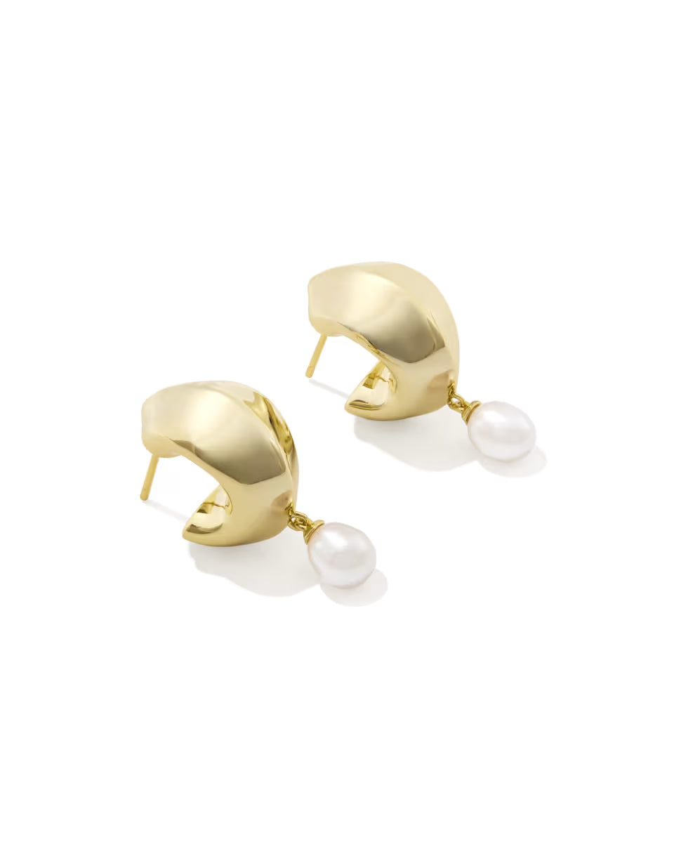 Oakland Pearl Gold Huggie Earrings