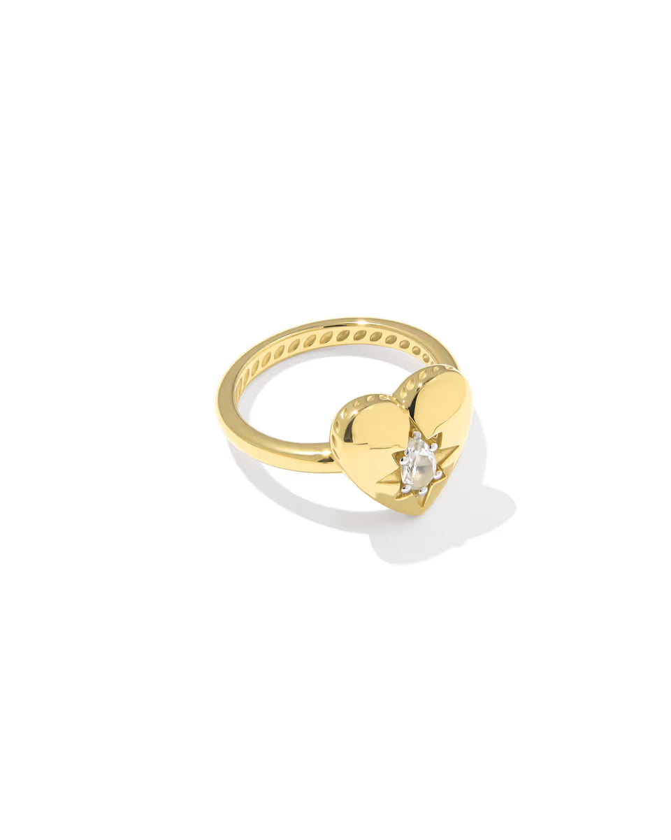Bold Heirloom Heart 18k Yellow Gold Vermeil Band Ring