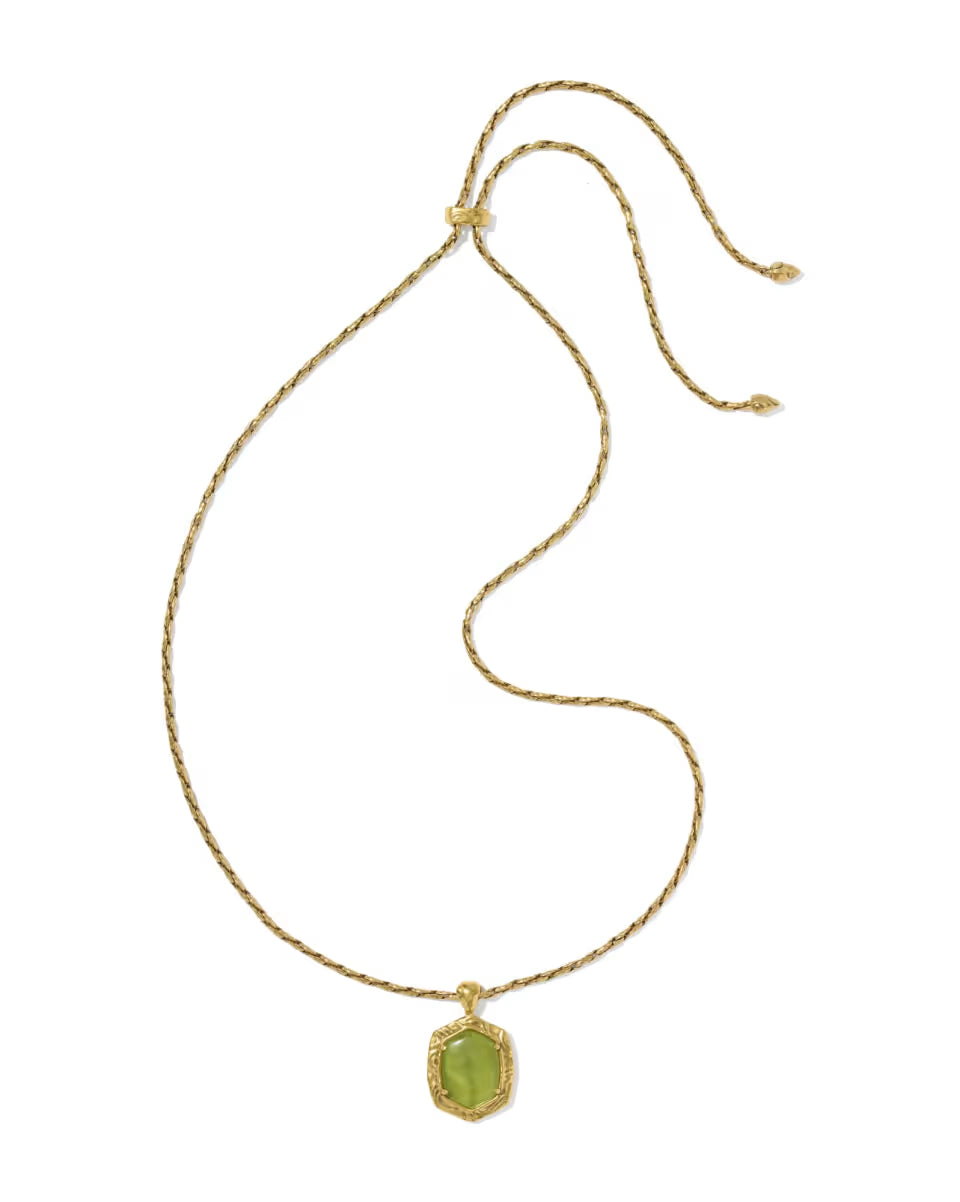 Tiger Striped Daphne Gold Small Long Pendant Necklace