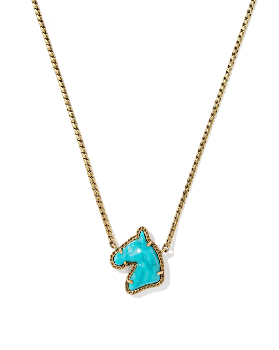Horse Vintage Silver Short Pendant Necklace