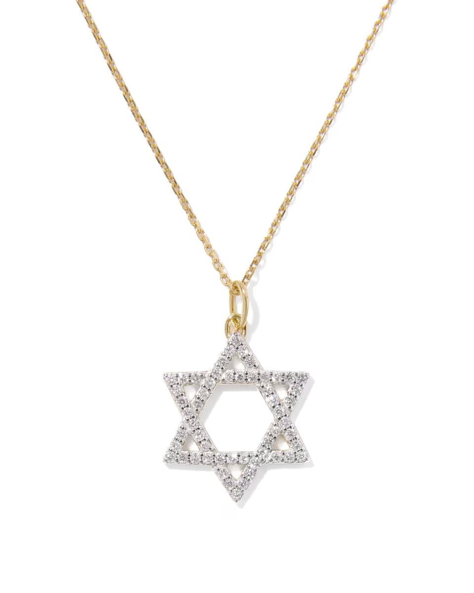 0.26 ct Lab Grown Diamond Star of David Pendant Necklace in 14k White Gold