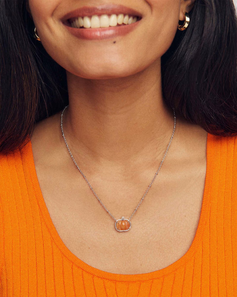 Pumpkin Silver Short Pendant Necklace