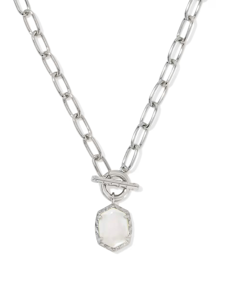 Daphne Convertible Silver Link and Chain Necklace in Variegated Turquoise Magnesite