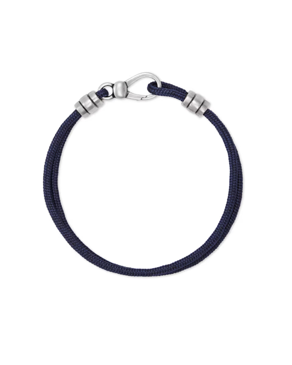 Kenneth Oxidized Sterling Silver Corded Bracelet in Navy