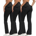 3PCS Women’s Flared Leggings with Pockets – Butt-Lifting Yoga & Workout Pants, Stretchy Activewear, Grey Streetwear Fitness Pants
