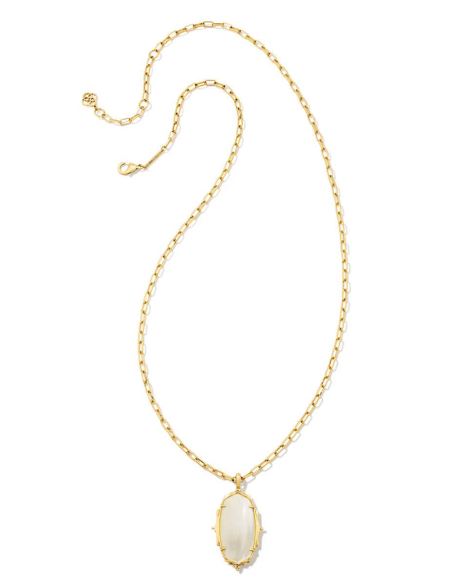 Baroque Ella Vintage Gold Long Pendant Necklace in Black Banded Agate