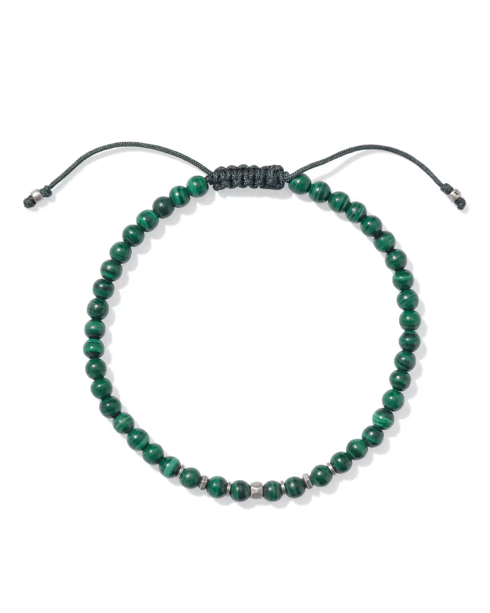 Otto Oxidized Sterling Silver Beaded Bracelet in Maroon Jade