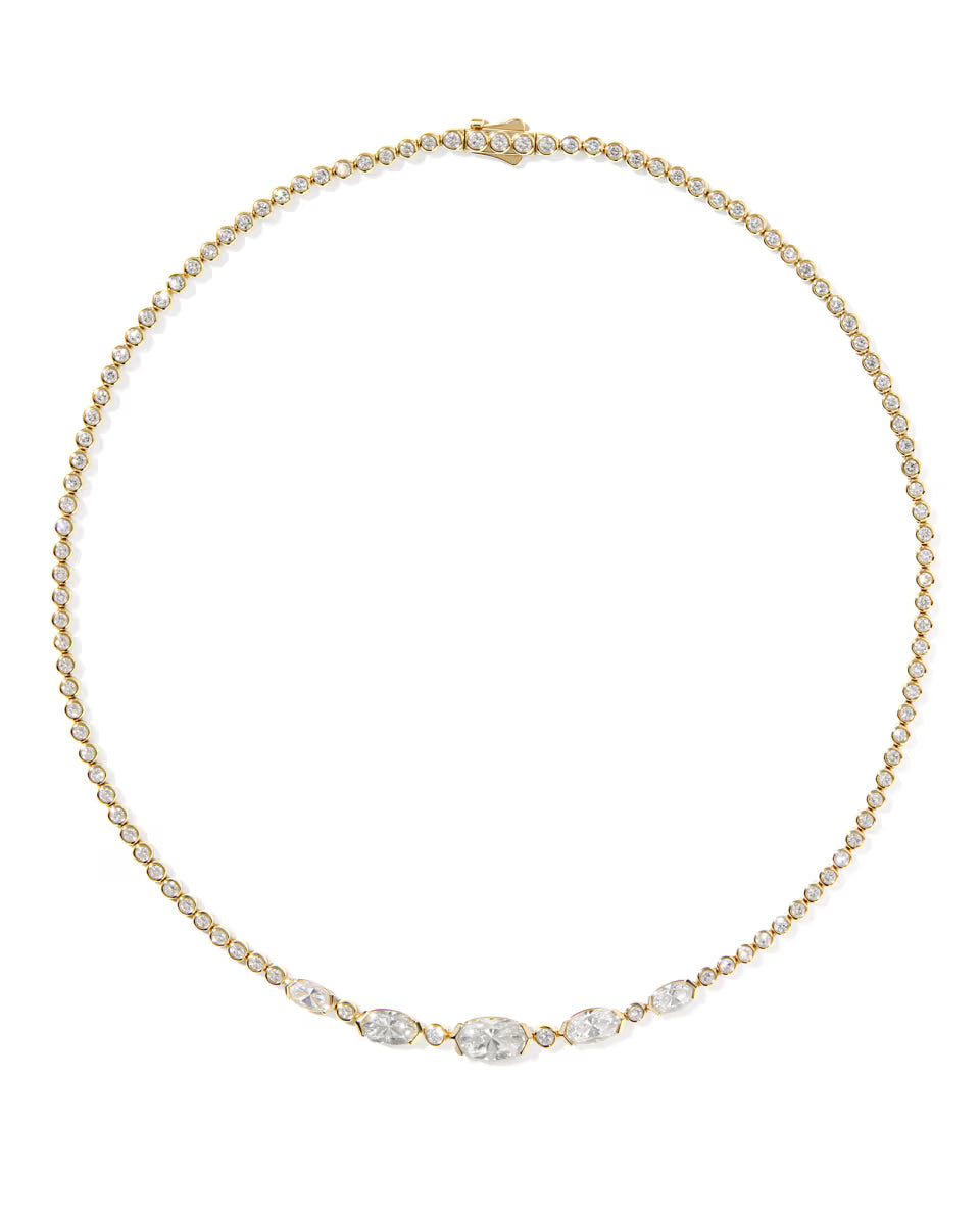 8.66 ct Lab Grown White Diamond Custom Elisa Tennis 14k Yellow Gold Necklace