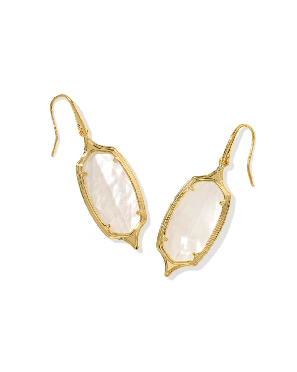 Dani Stepped Frame Gold Drop Earrings
