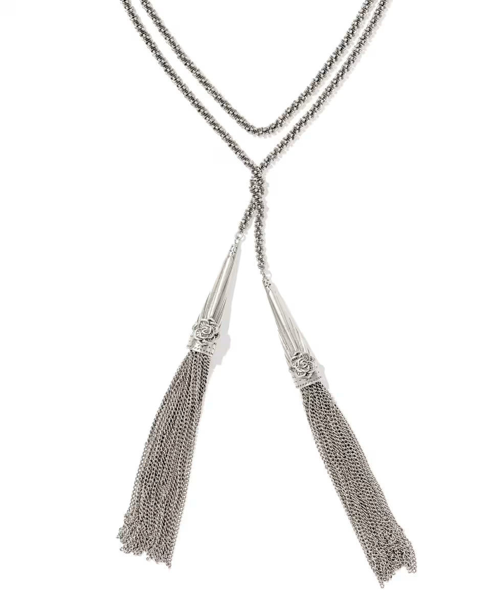 Ansel Rose Vintage Silver Lariat Necklace