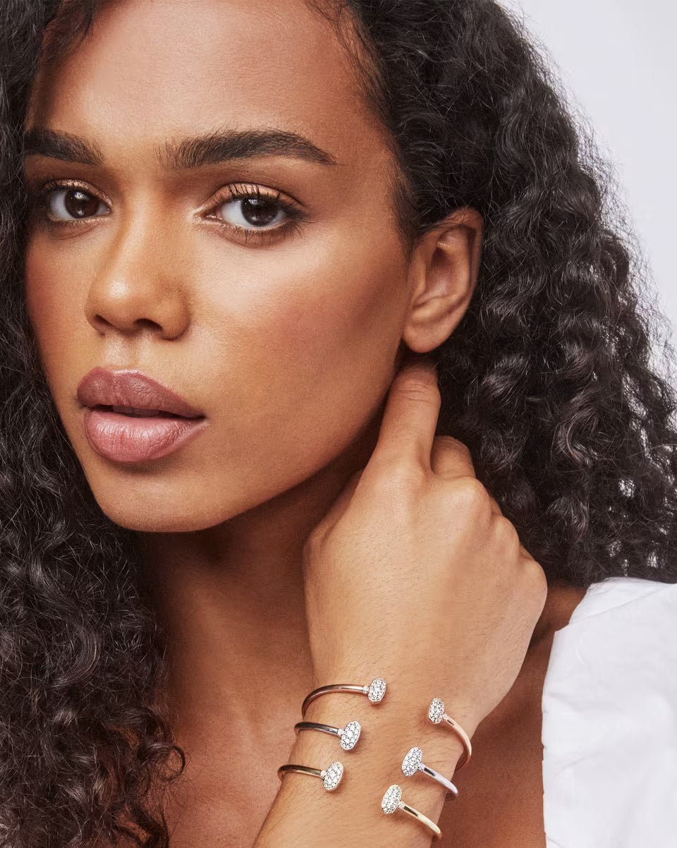 Grayson Rose Gold Cuff Bracelet in White Crystal