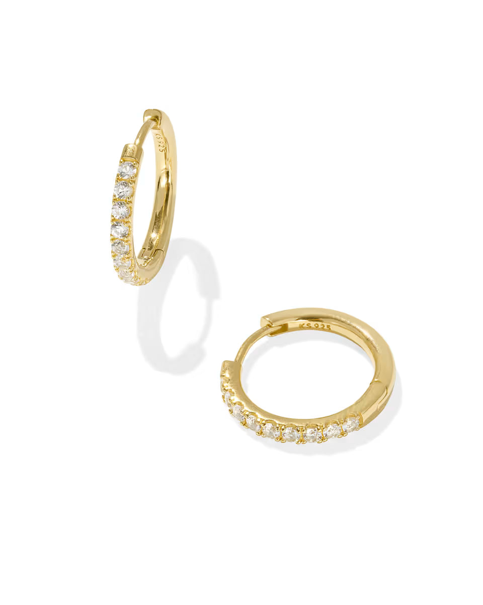 Mackenzie Sterling Silver Small Hoop Earrings in White Topaz