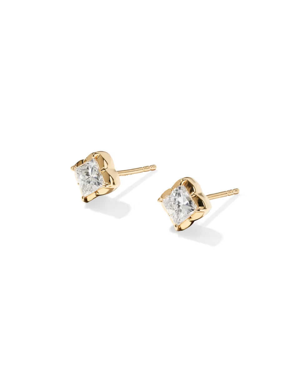 0.45 ct Lab Grown White Diamond Dira Princess 14k White Gold Stud Earrings