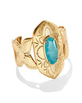 Keziah Vintage Gold Cuff Bracelet in Variegated Dark Teal Magnesite