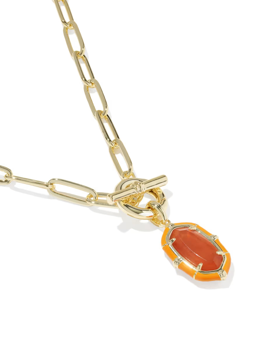 Elisa Gold Enamel Link and Chain Necklace