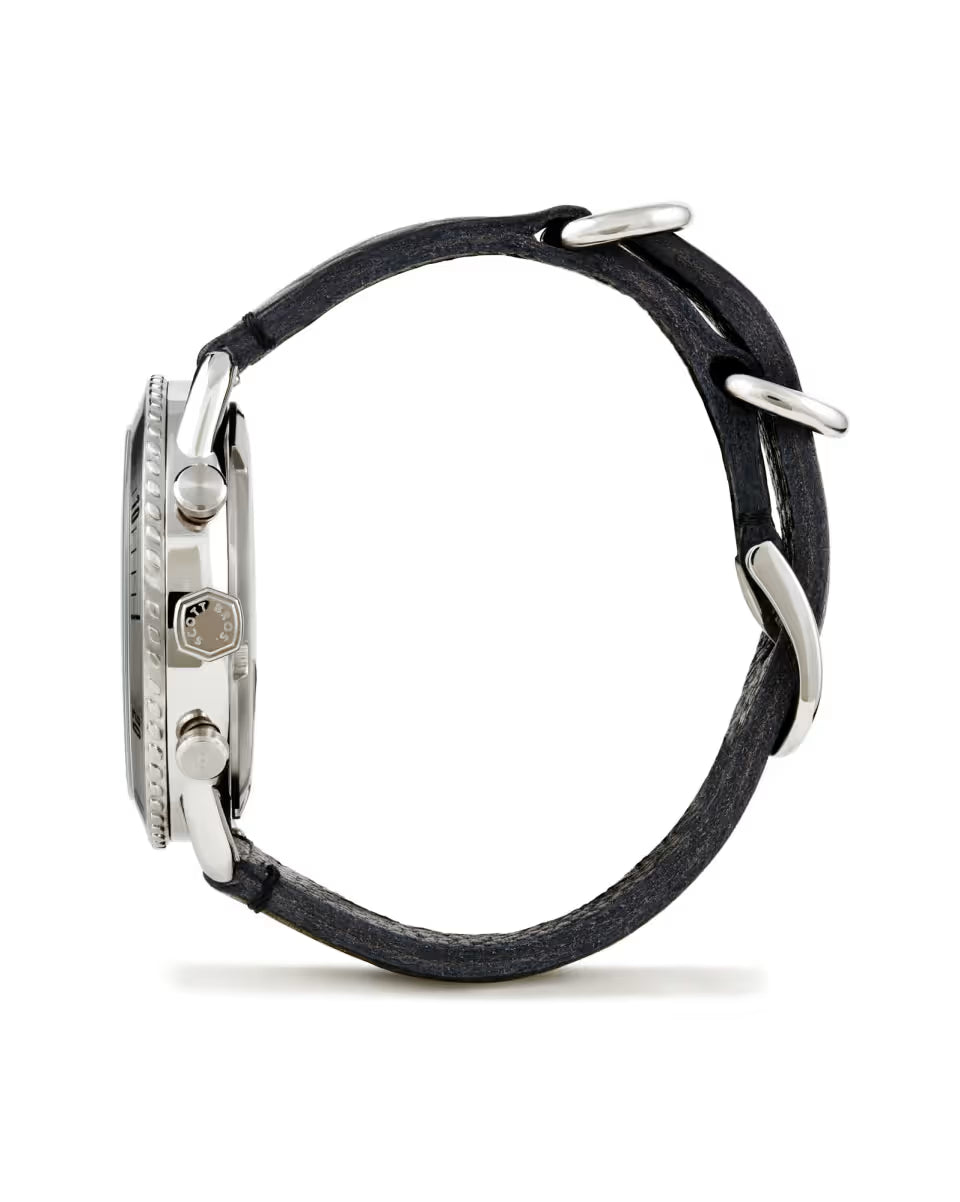 Grey 44mm Chronograph Watch in Black Stainless Steel