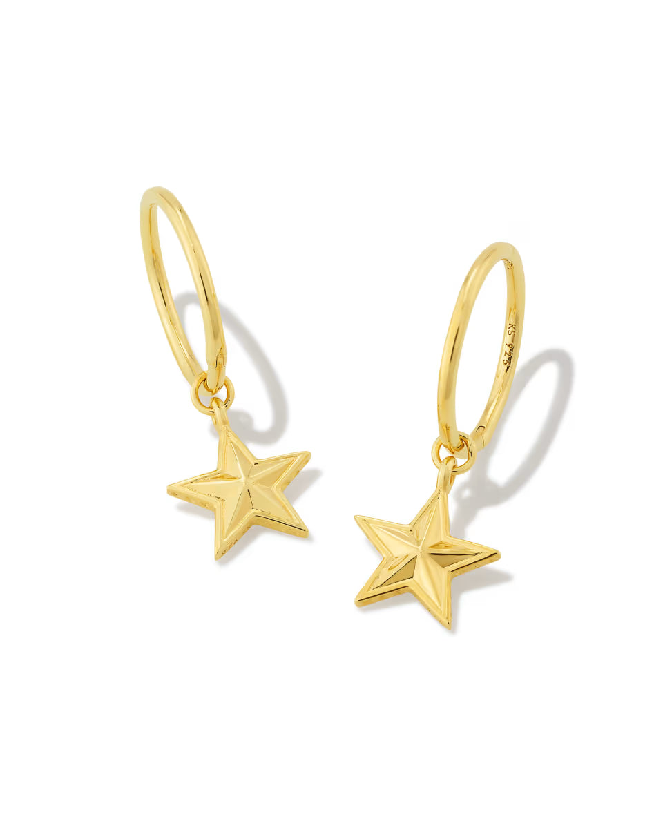 Small Star Huggie Earrings in Sterling Silver