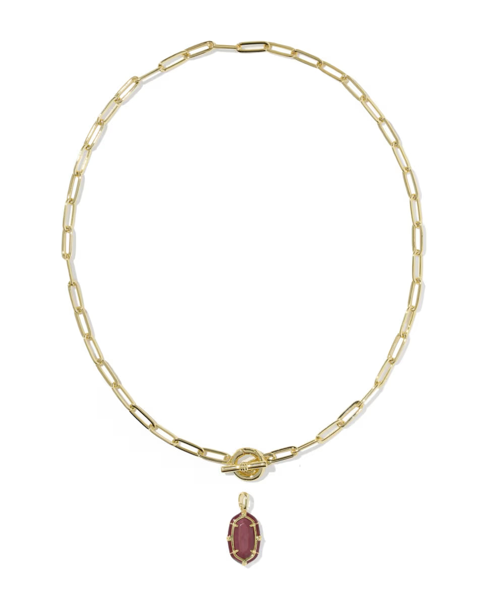 Elisa Gold Enamel Link and Chain Necklace