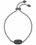 Elaina Gunmetal Adjustable Chain Bracelet in Black Drusy