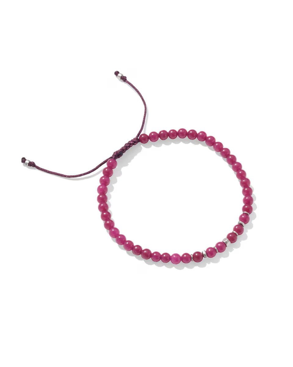 Otto Oxidized Sterling Silver Beaded Bracelet in Maroon Jade