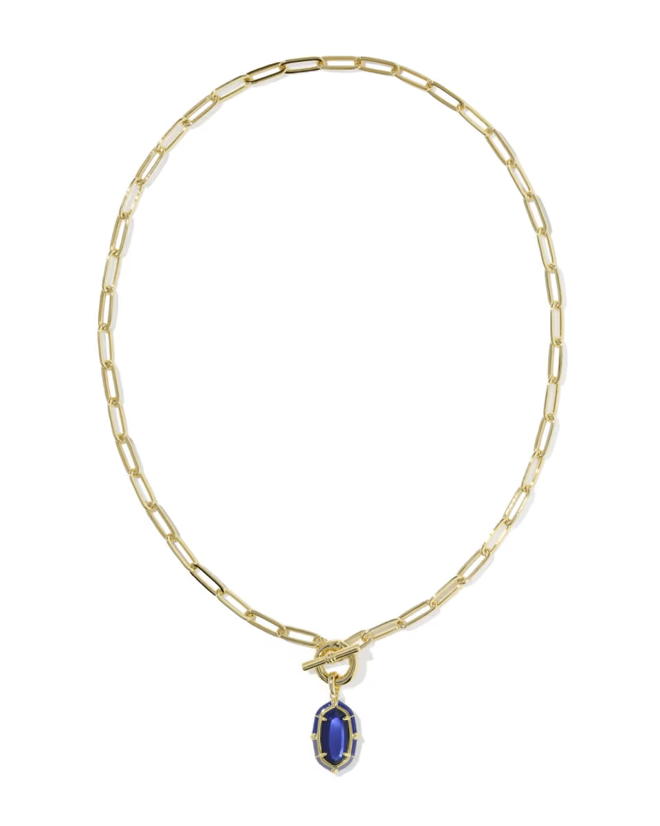 Elisa Gold Enamel Link and Chain Necklace