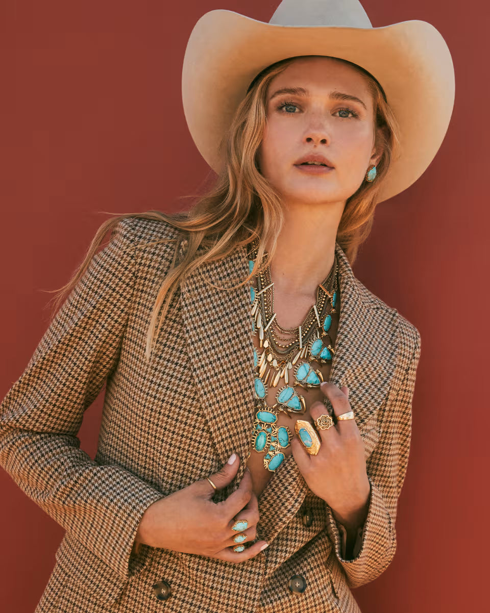 Odessa Vintage Gold Statement Necklace in Iridescent Abalone