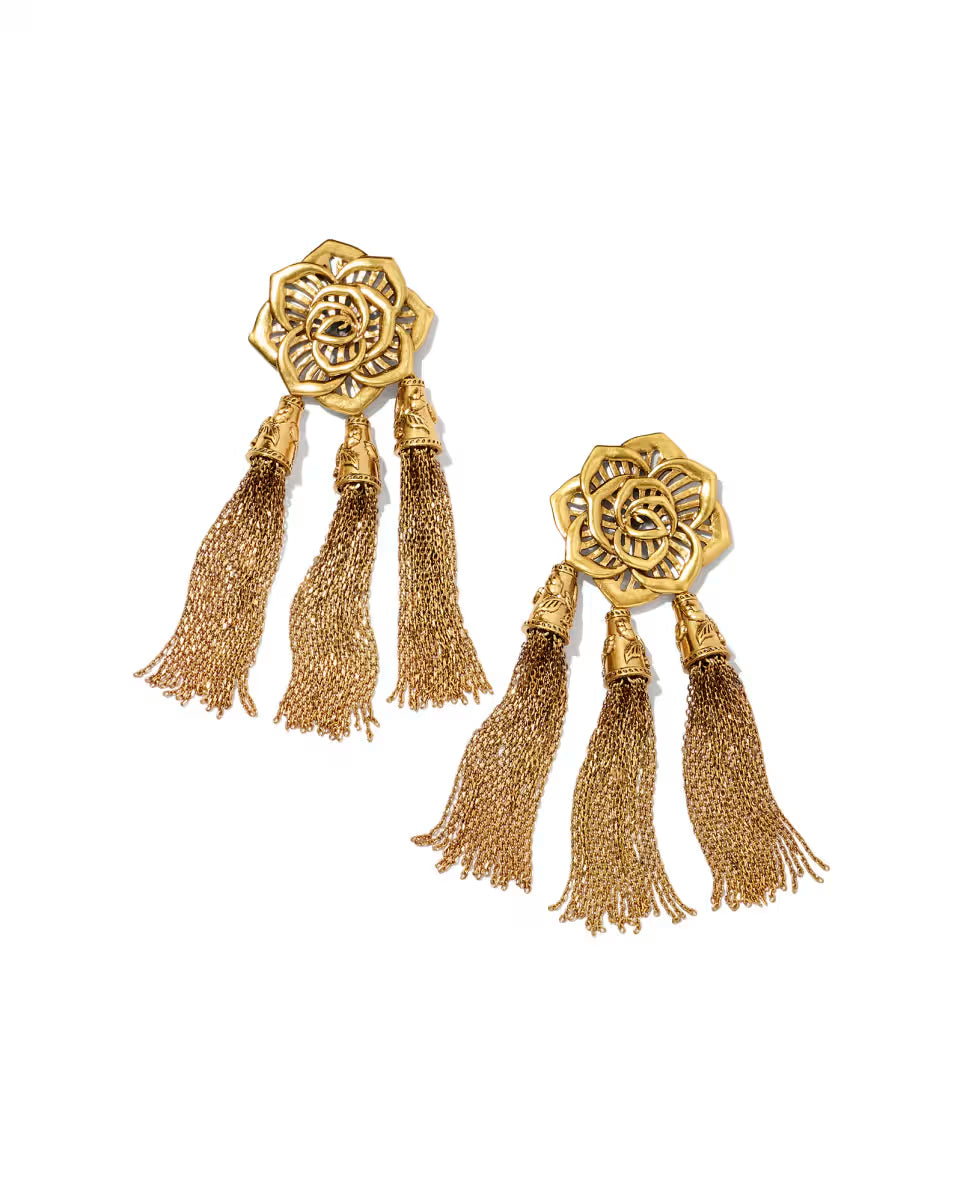 Ansel Rose Statement Earrings in Vintage Silver