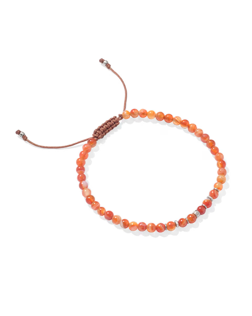 Otto Oxidized Sterling Silver Beaded Bracelet in Maroon Jade