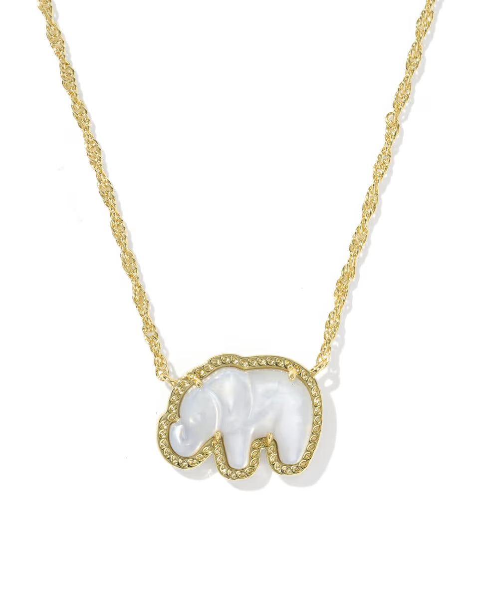 Elephant Gold Short Pendant Necklace