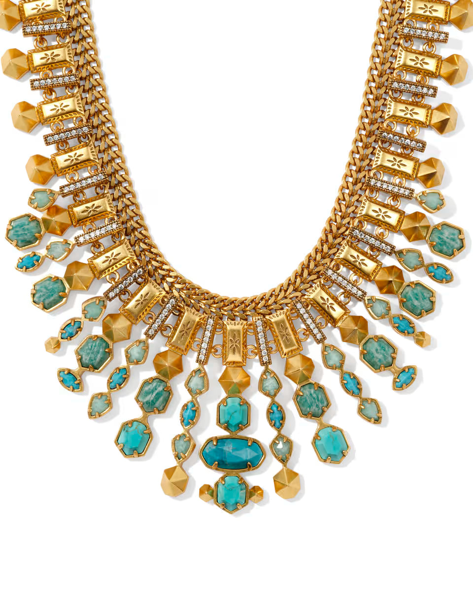 Serayah Vintage Silver Collar Statement Necklace in White Mix