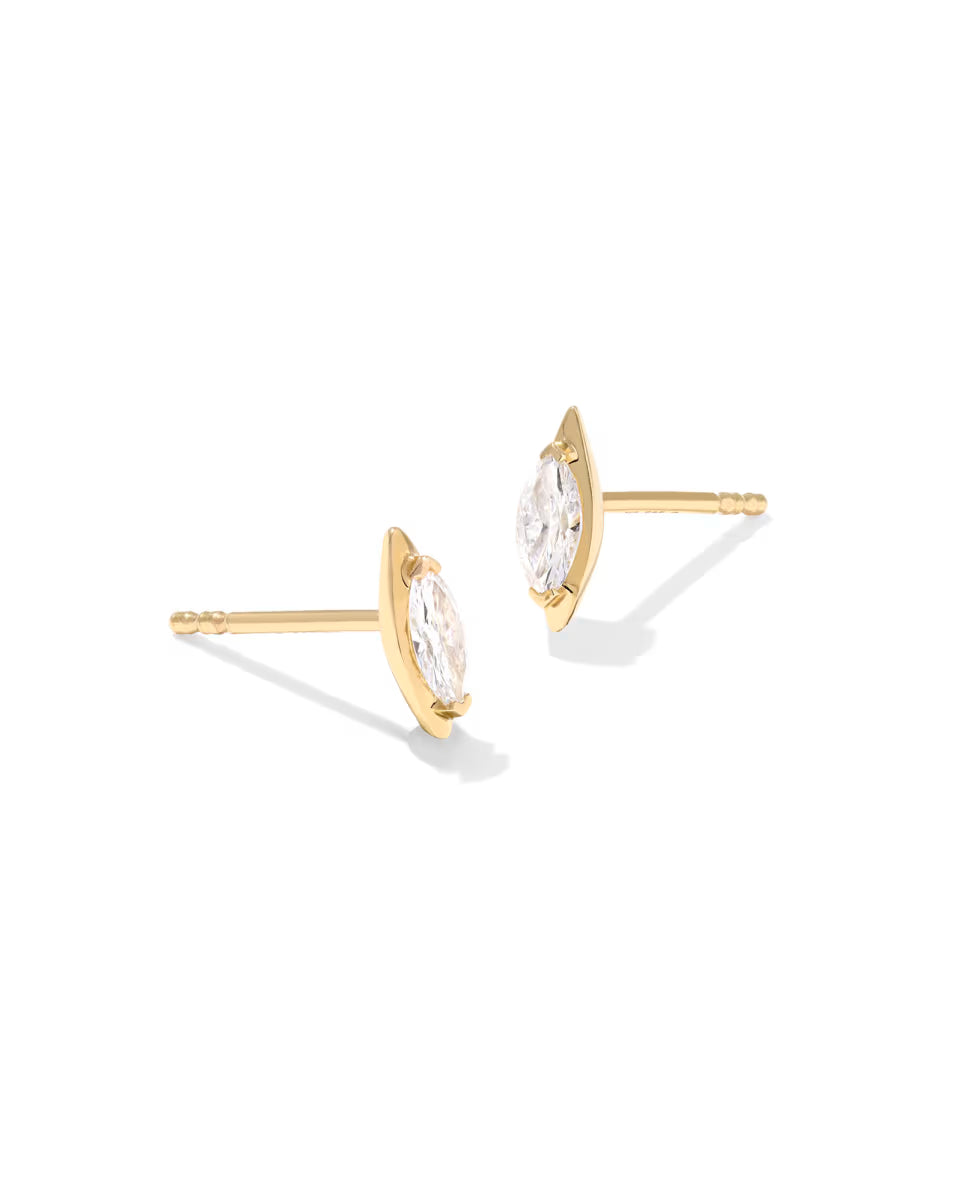 0.2 ct Lab Grown White Diamond Marquise 14k Yellow Gold Studs
