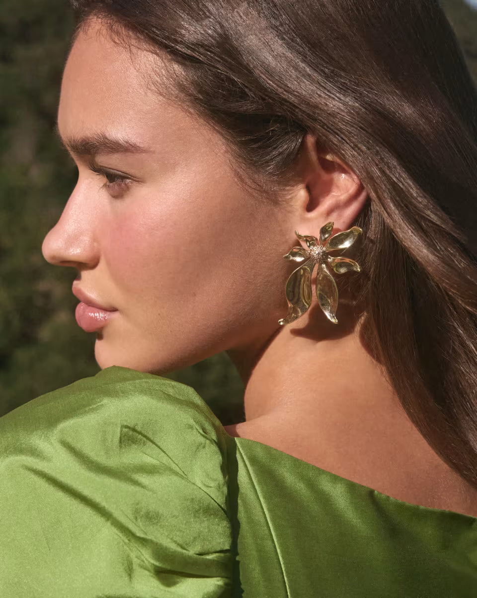 Anya Flower Gold Statement Earrings