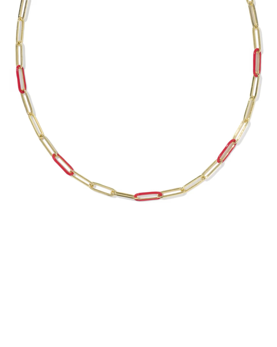 Courtney Gold Enamel Link and Chain Necklace