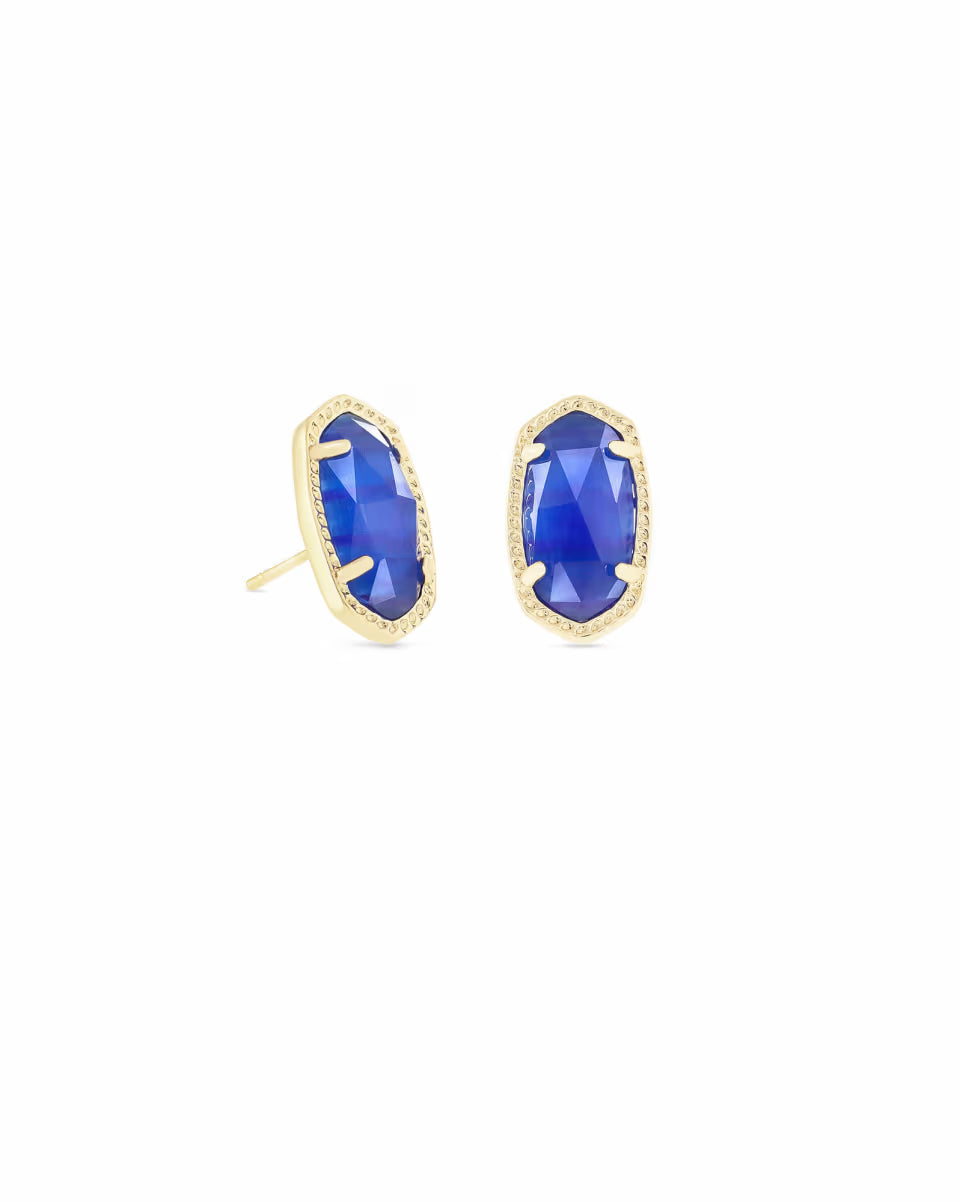 Ellie Gold Stud Earrings in Iridescent Drusy
