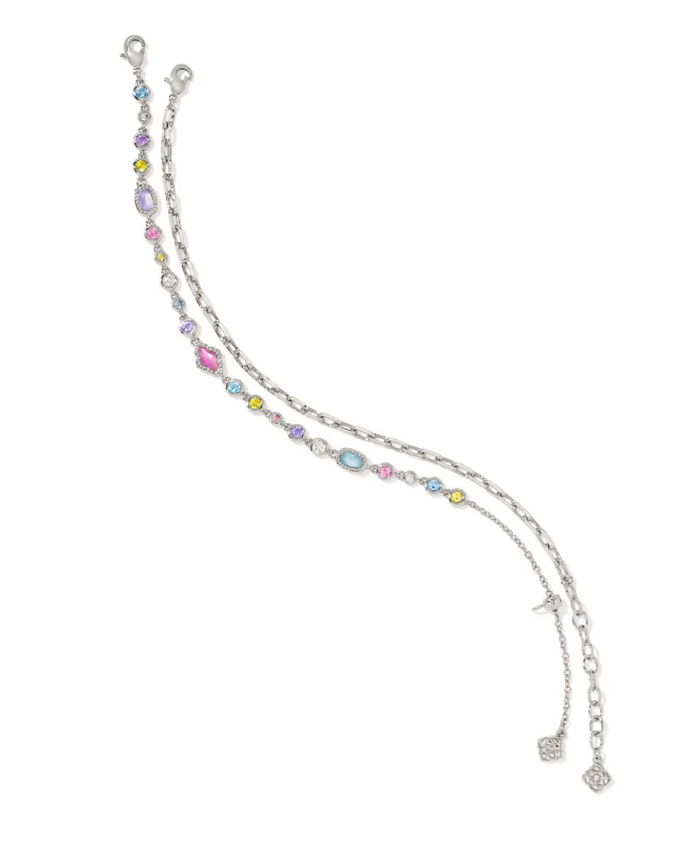 Mini Elisa and Abbie Silver Set of 2 Delicate Chain Bracelets