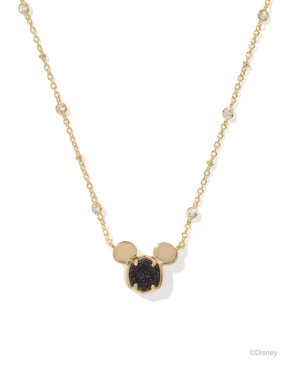 Disney | Kendra Scott Gold Mickey Mouse Short Pendant Necklace in Black Drusy