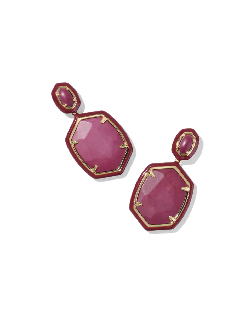Daphne Enamel Frame Gold Drop Earrings