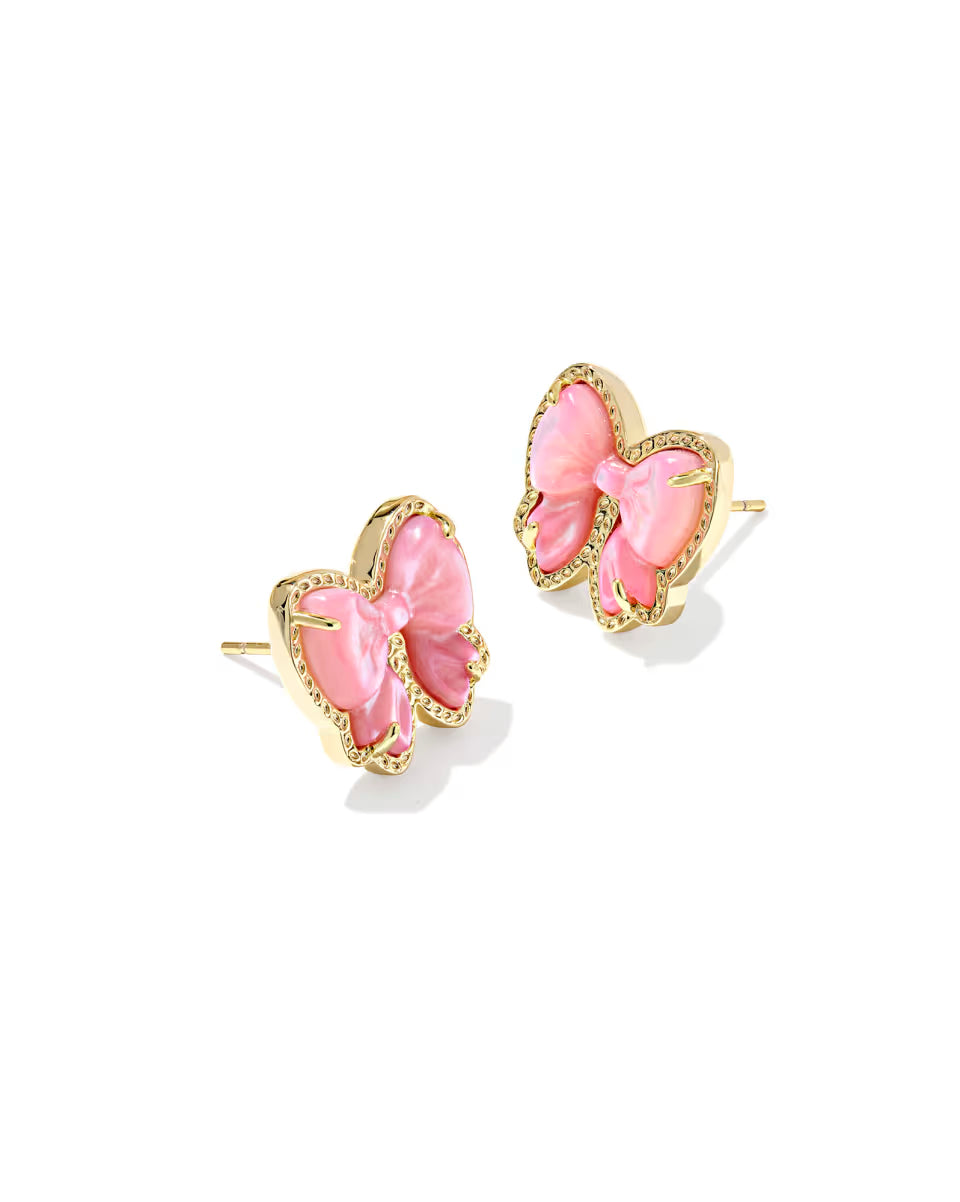 Haley Bow Gold Stud Earrings