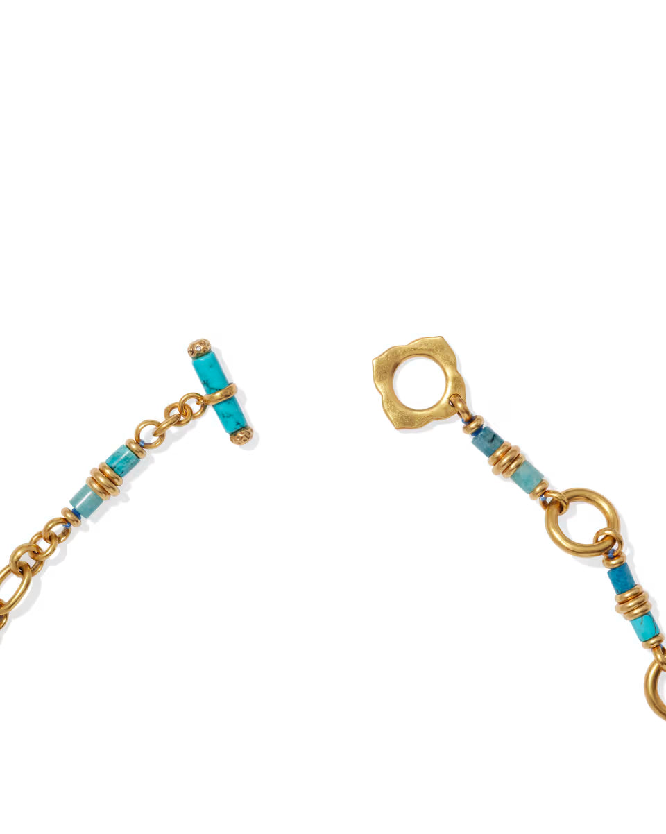 Bree Vintage Gold Chain Necklace in Teal Mix