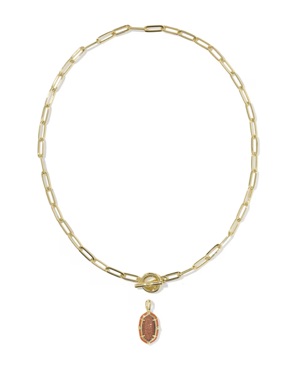 Elisa Gold Enamel Link and Chain Necklace