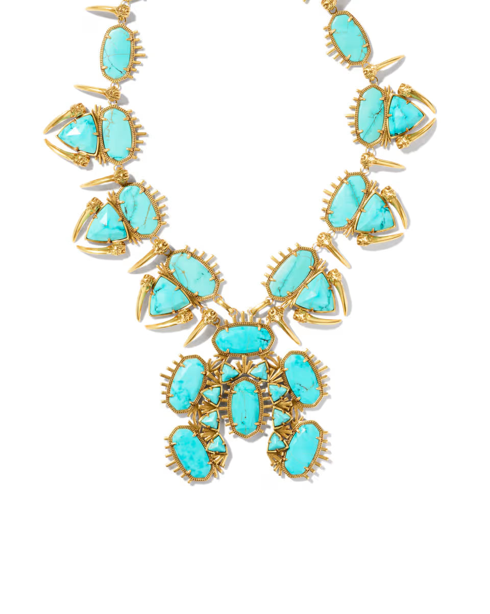 Odessa Vintage Gold Statement Necklace in Iridescent Abalone