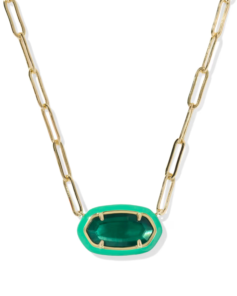 Elisa Enamel Frame Gold Paperclip Necklace