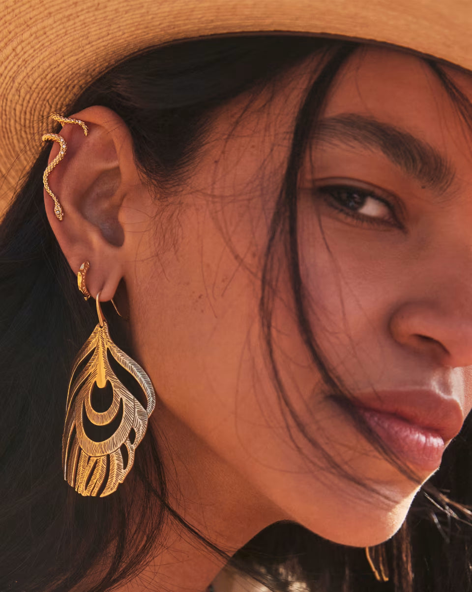 Phoenix Ear Climber Earrings in Vintage Gold
