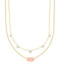 Dolly Parton x Kendra Scott Gold Elisa Convertible Butterfly Multi Strand Necklace in Light Pink Drusy