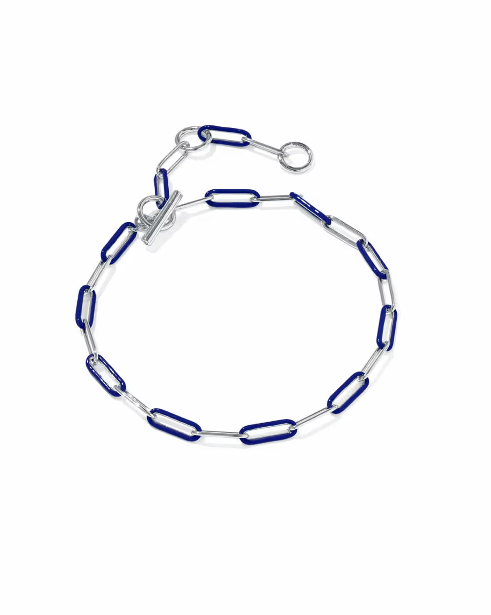 Courtney Silver Enamel Link and Chain Bracelet
