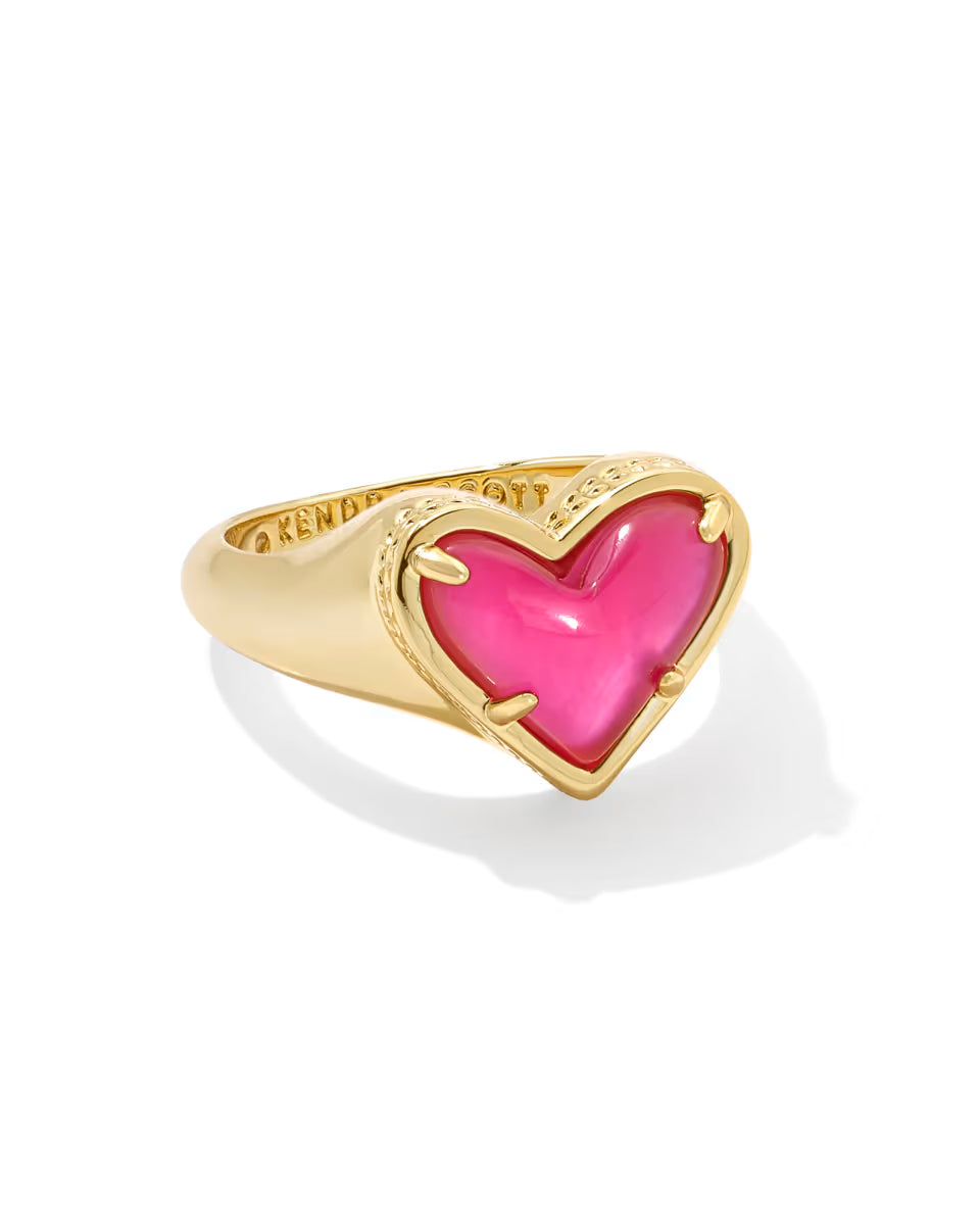 Framed Ari Heart Gold Band Ring in Mood Stone