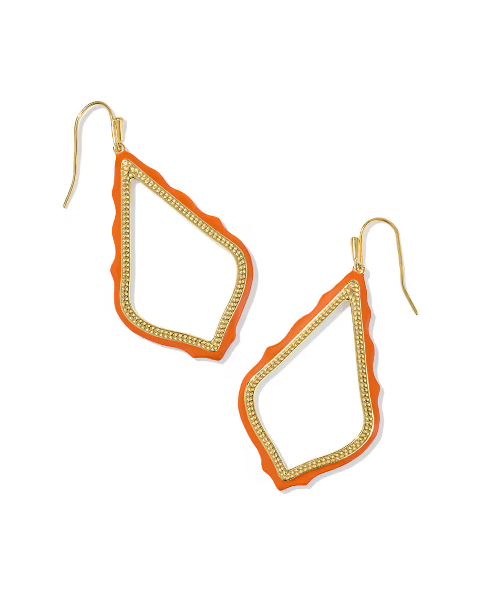 Sophee Enamel Gold Open Frame Earrings