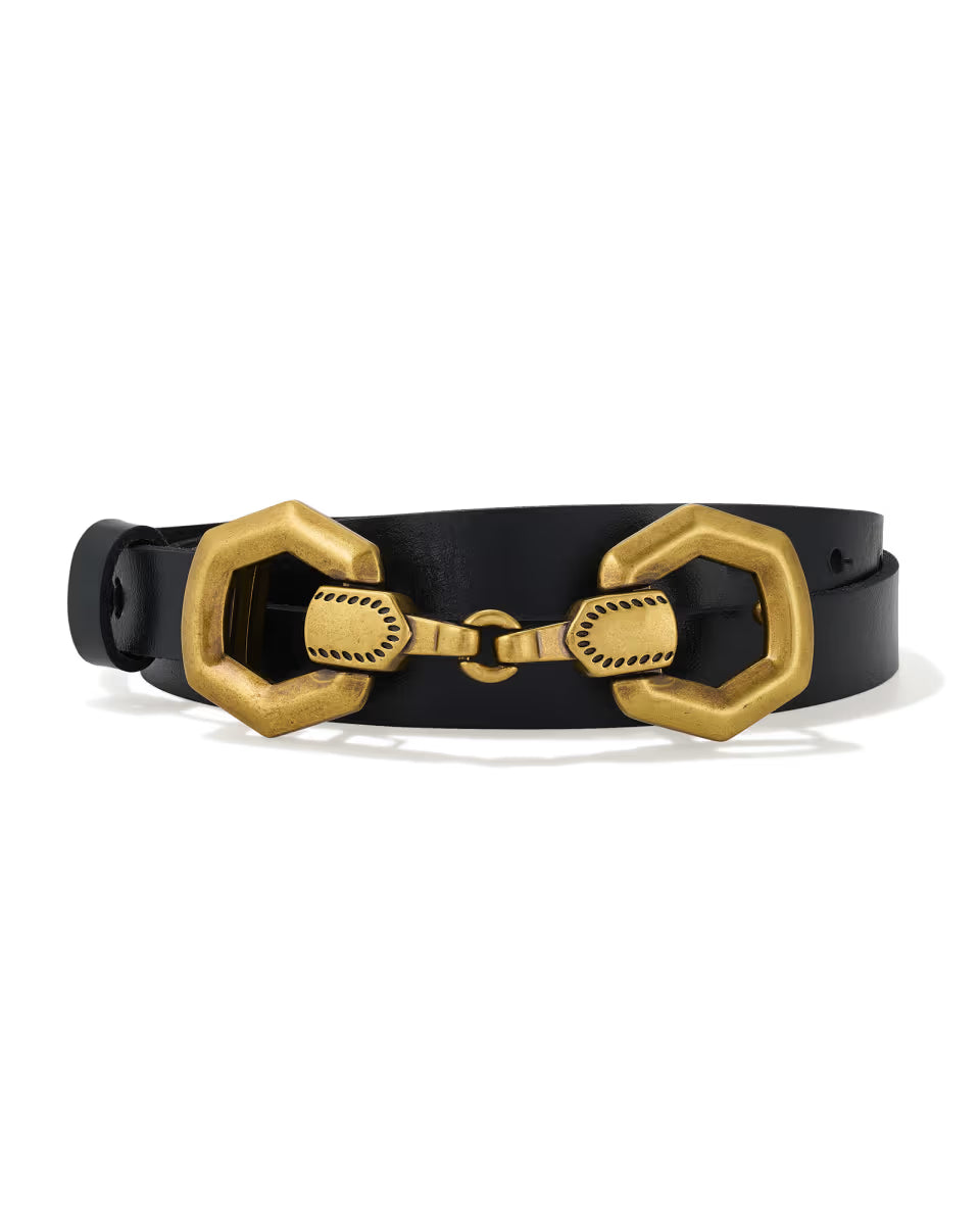 Beau Horse Bit Vintage Gold Belt in Tan