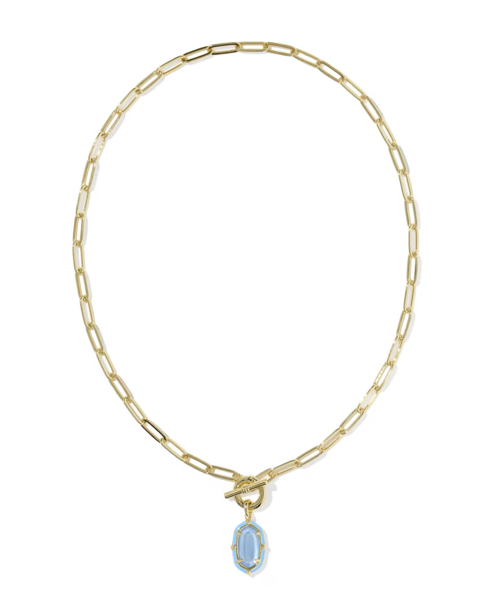Elisa Gold Enamel Link and Chain Necklace