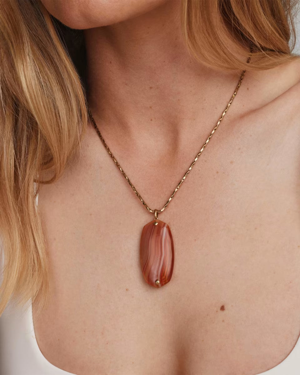 Danielle Riveted Gold Long Pendant Necklace